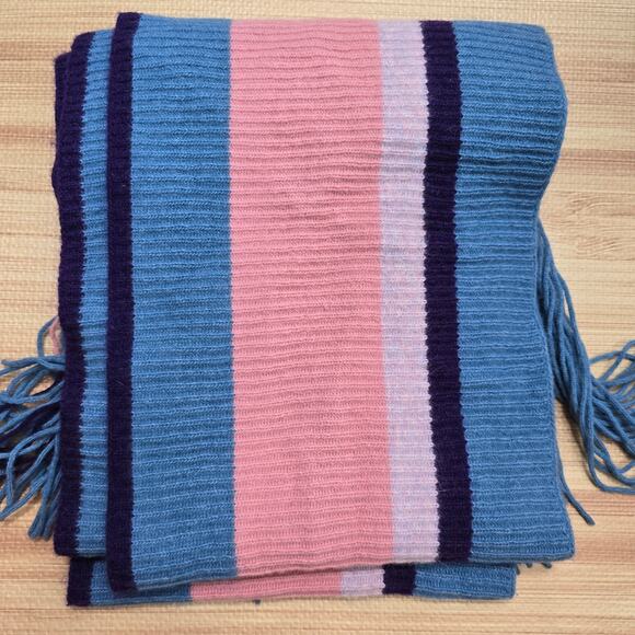 Portolano Multicolor Stripe Lambswool Angora Blend Fringe Scarf - Picture 3 of 6